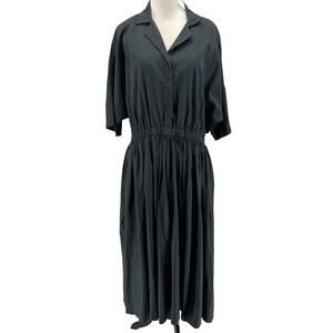 Totokaelo Archive Women's Black Elbow Sleeve Midi Shirt Dress Size Large